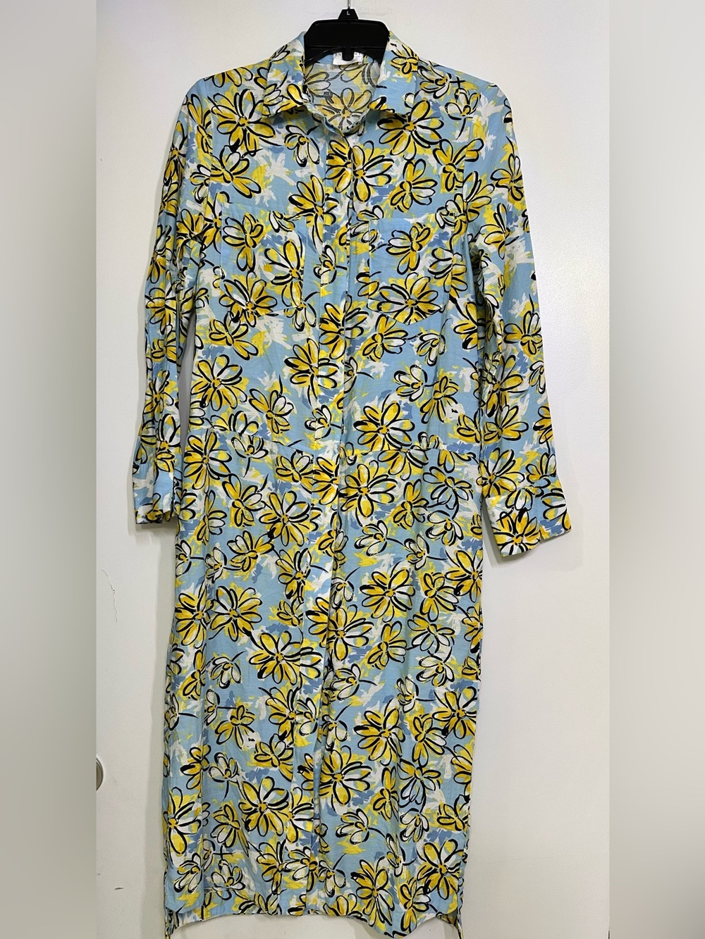 ANONYME Designers Light Blue & Yellow Floral Long Dress